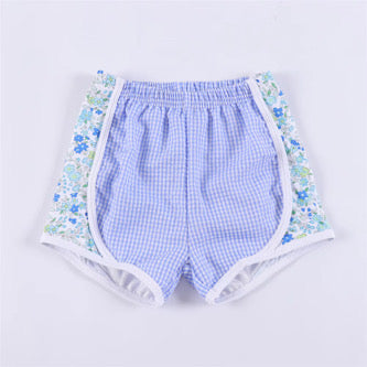 Blue Seersucker/Floral Tempo Shorts