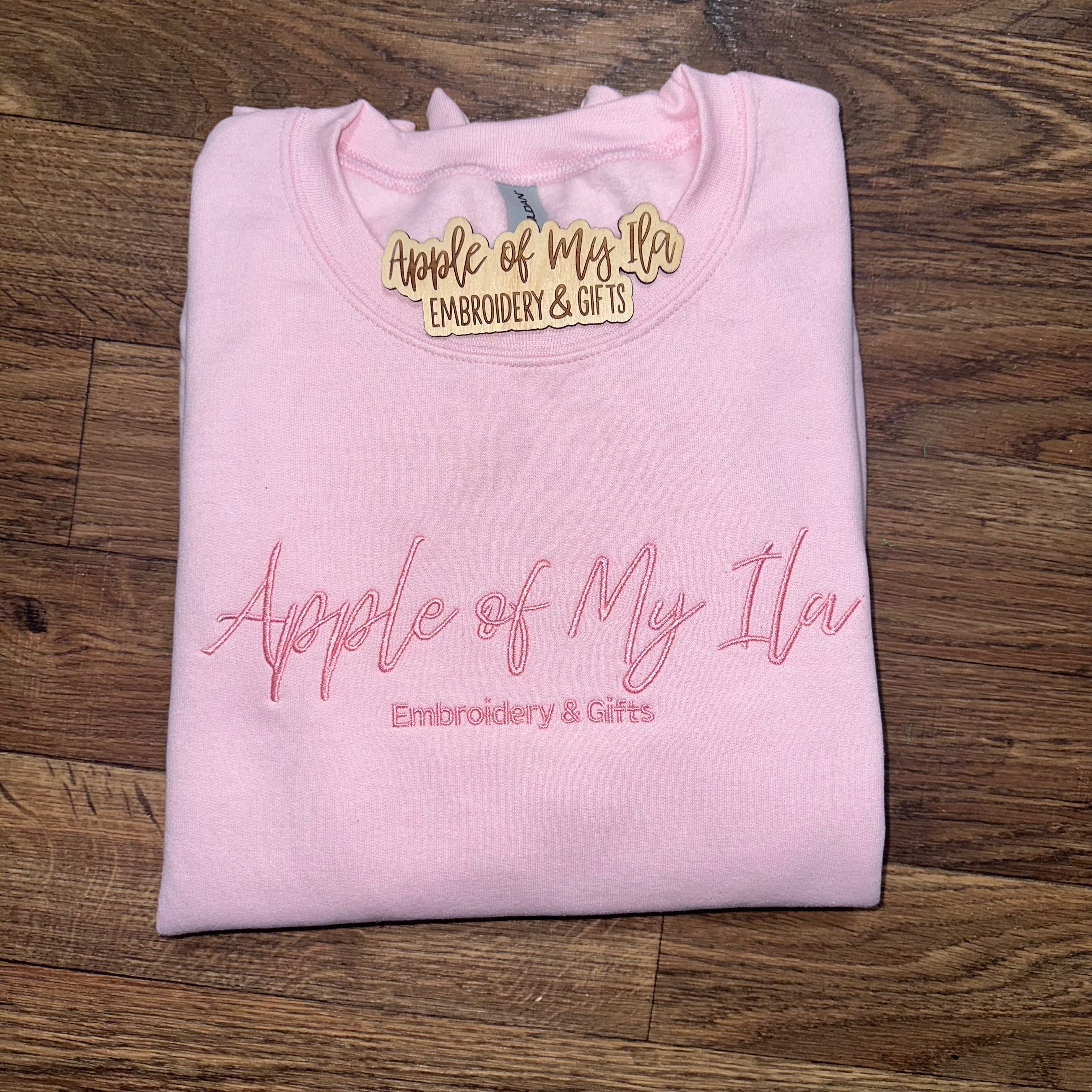 Apple of My Ila Embroidered Logo Crew