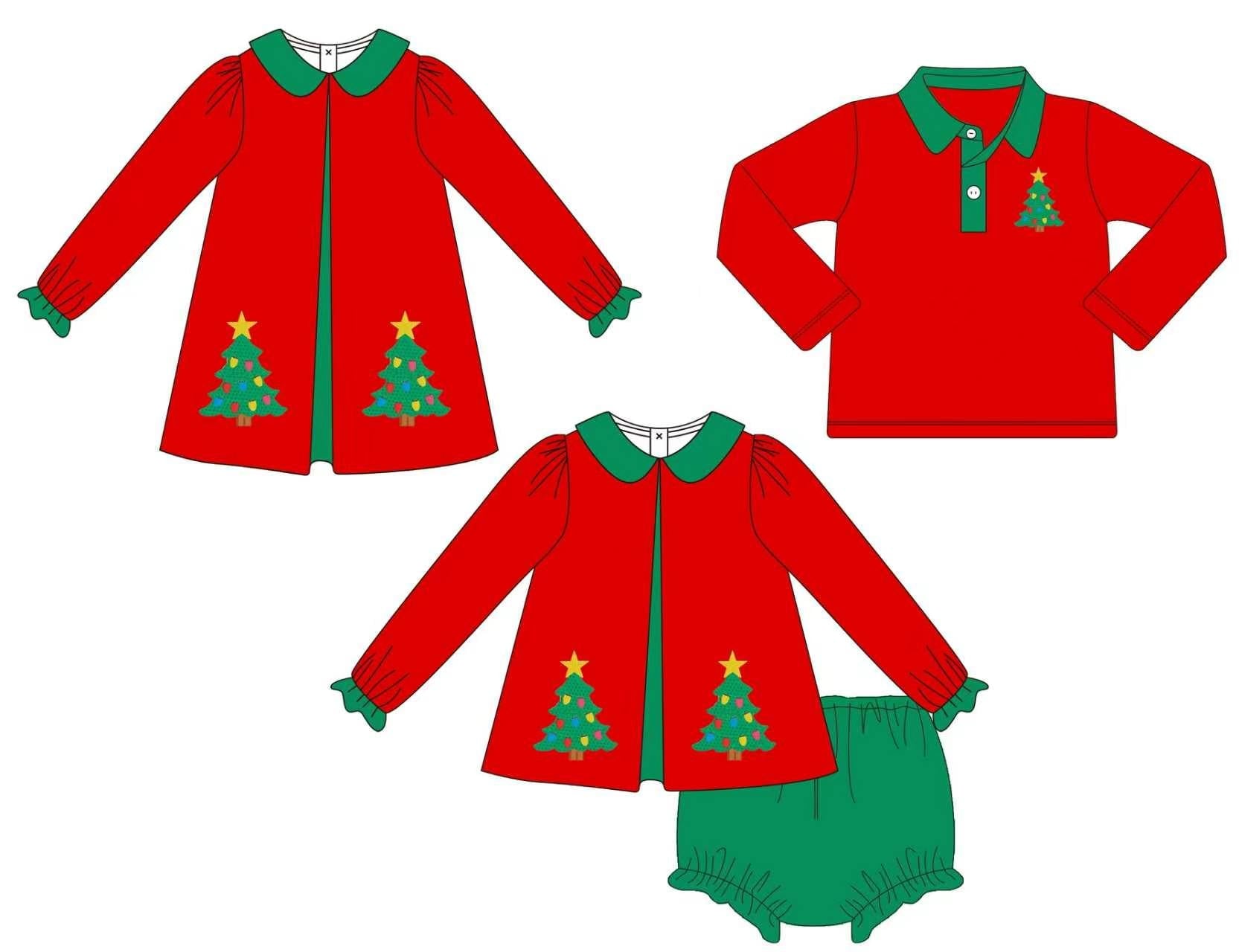 Red/Green Trees Button Down
