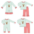 Reindeer Plaid Romper - Girls