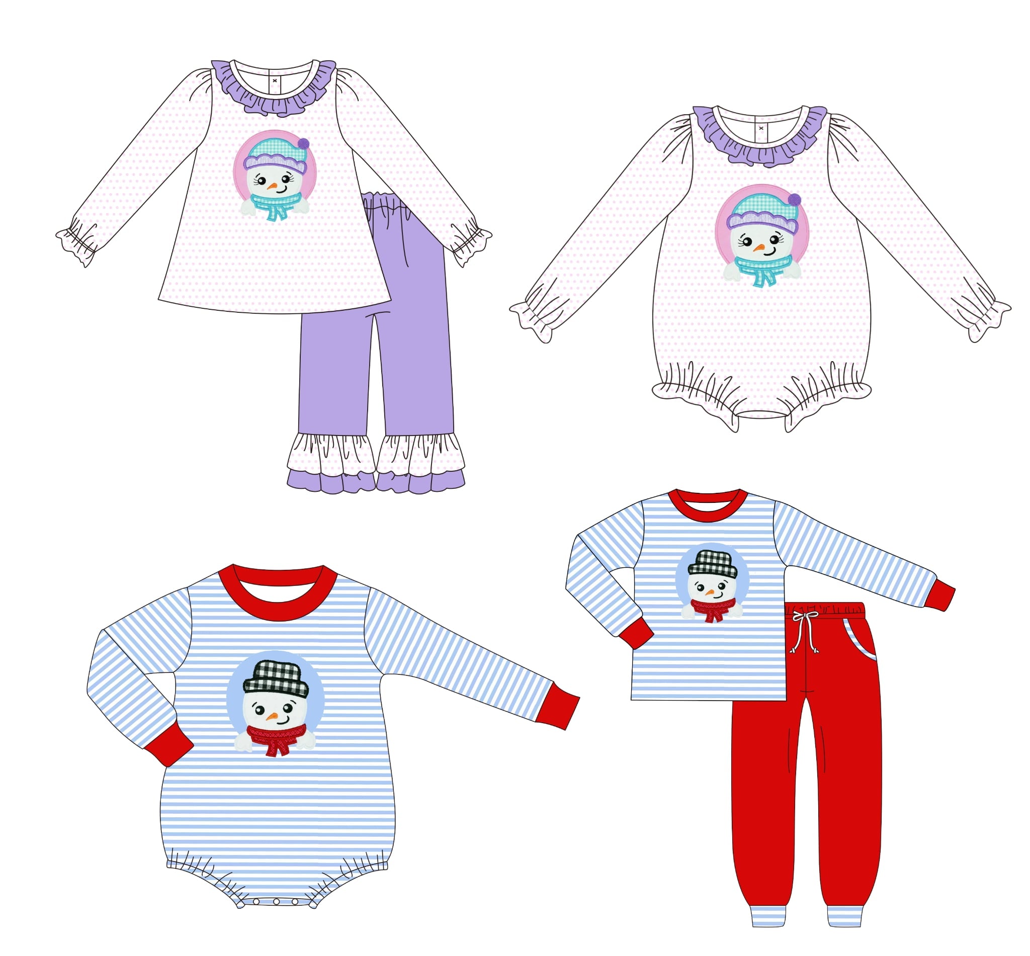 Snowman Ruffle Pants Set