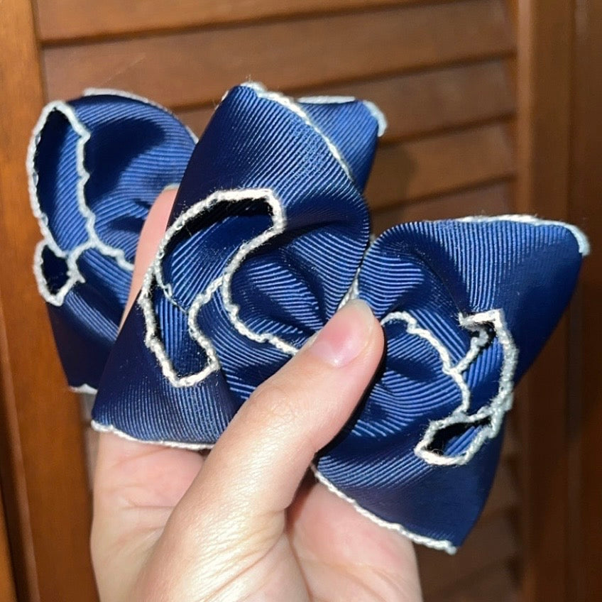 Navy with White Moonstitch Piggies