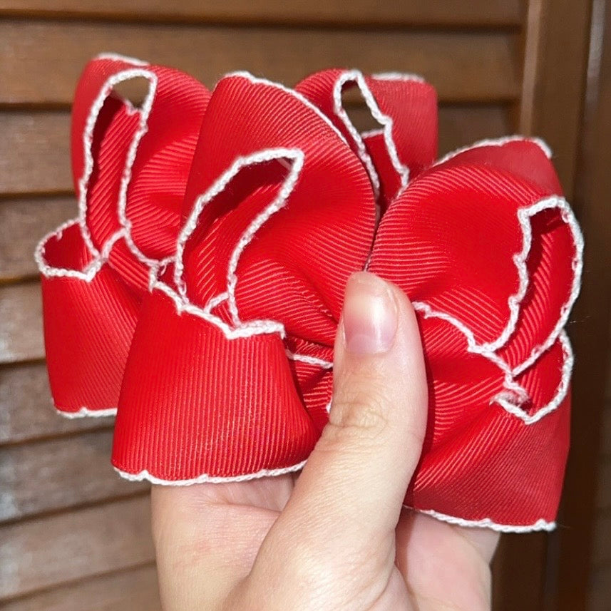 Red with White Moonstitch Piggies
